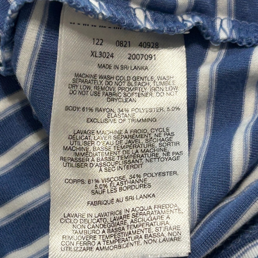 Columbia Sportswear Womens Large Blue White Striped V-Neck Cap Sleeve Tee XL3024 - Picture 6 of 7